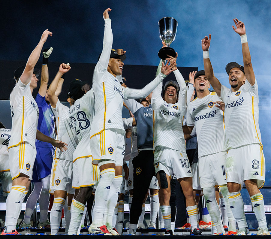 The Los Angeles Galaxy, Herbalife sponsored team, celebrating their 2024 MLS Cup final victory
