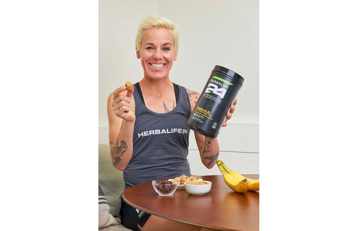 Get the recipe for Herbalife sponsored athlete Heather Jackson's Peanut Butter Bites, featuring Herbalife24® Rebuild Strength Vanilla Ice Cream.